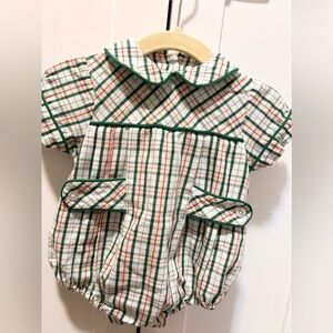 Little English Plaid Button Down Shirt with Green Trim